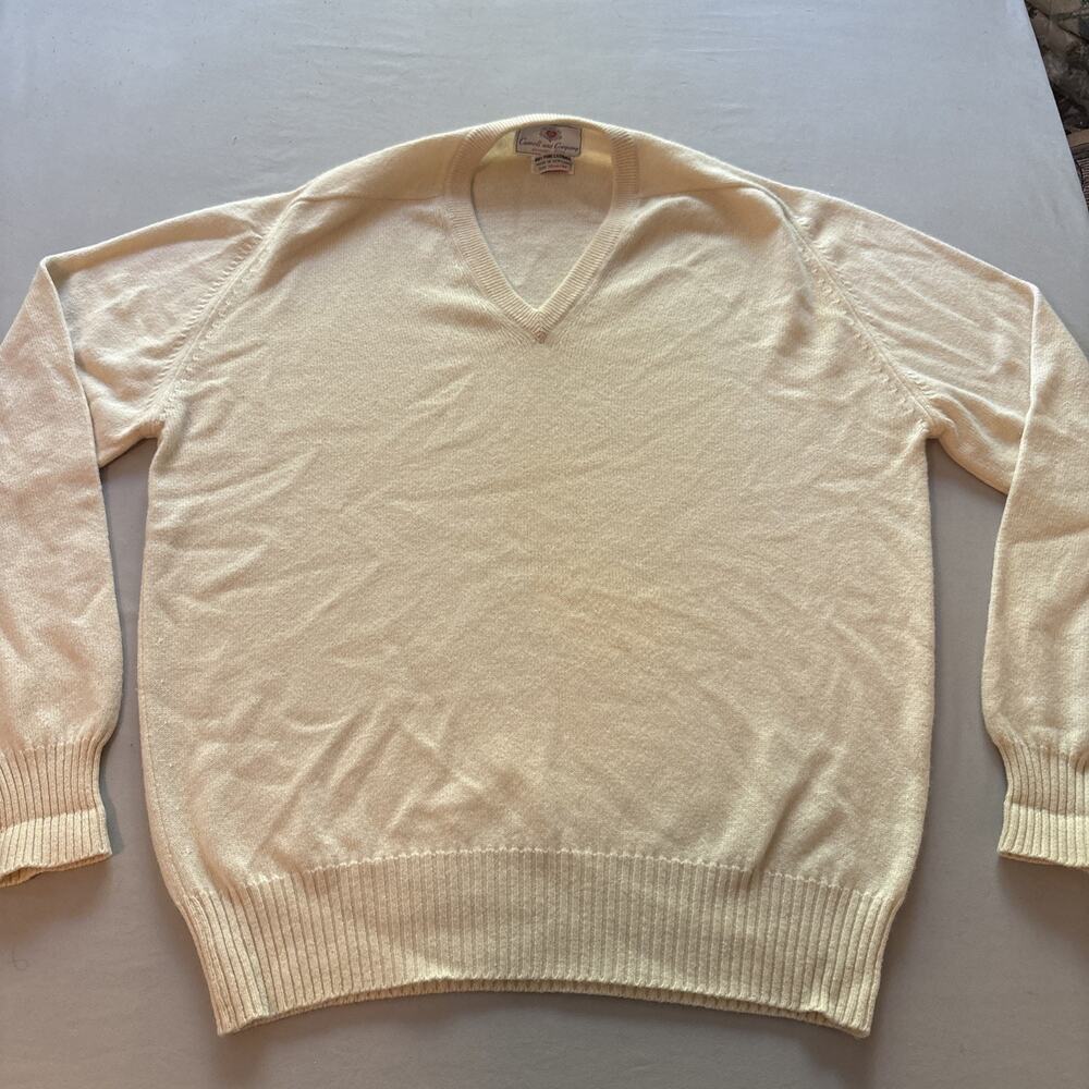 VTG Carroll and Company Beverly Hills 100% Cashmere V-Neck Sweater Scotland 44